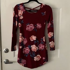 Floral Long Sleeved Mini Dress